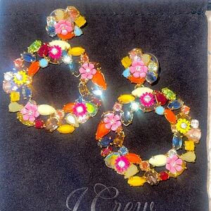 J Crew Watusi Crystal Wreath Earrings Pierced Dangle 2.5" New with Bag